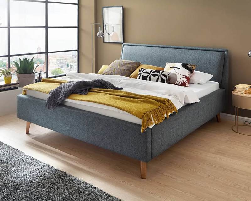 Blauw bedframe stof