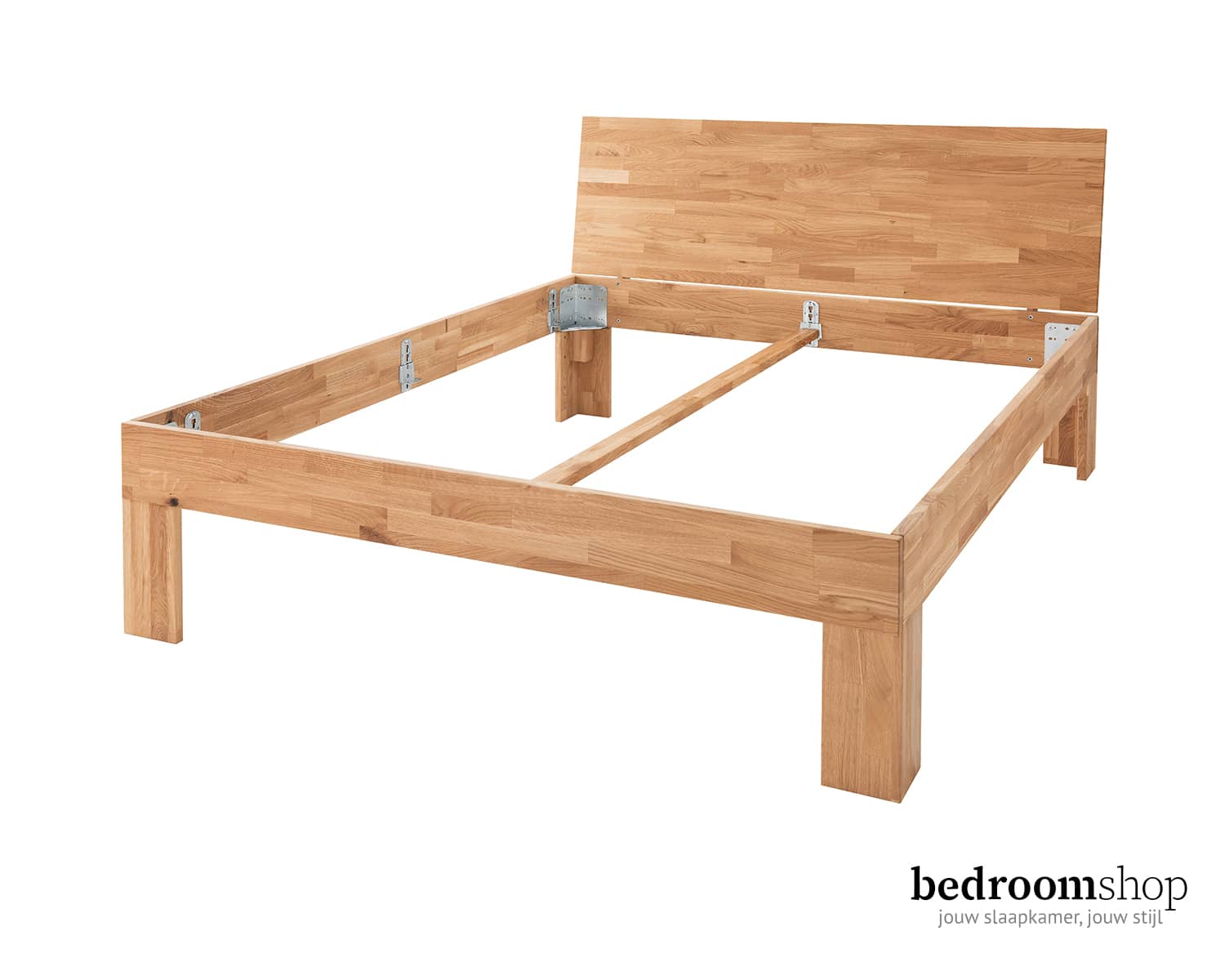 Eiken bed tweepersoons recht hoofdbord Eiken bed tweepersoons recht hoofdbord