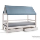 Doek blauw bedframe huis