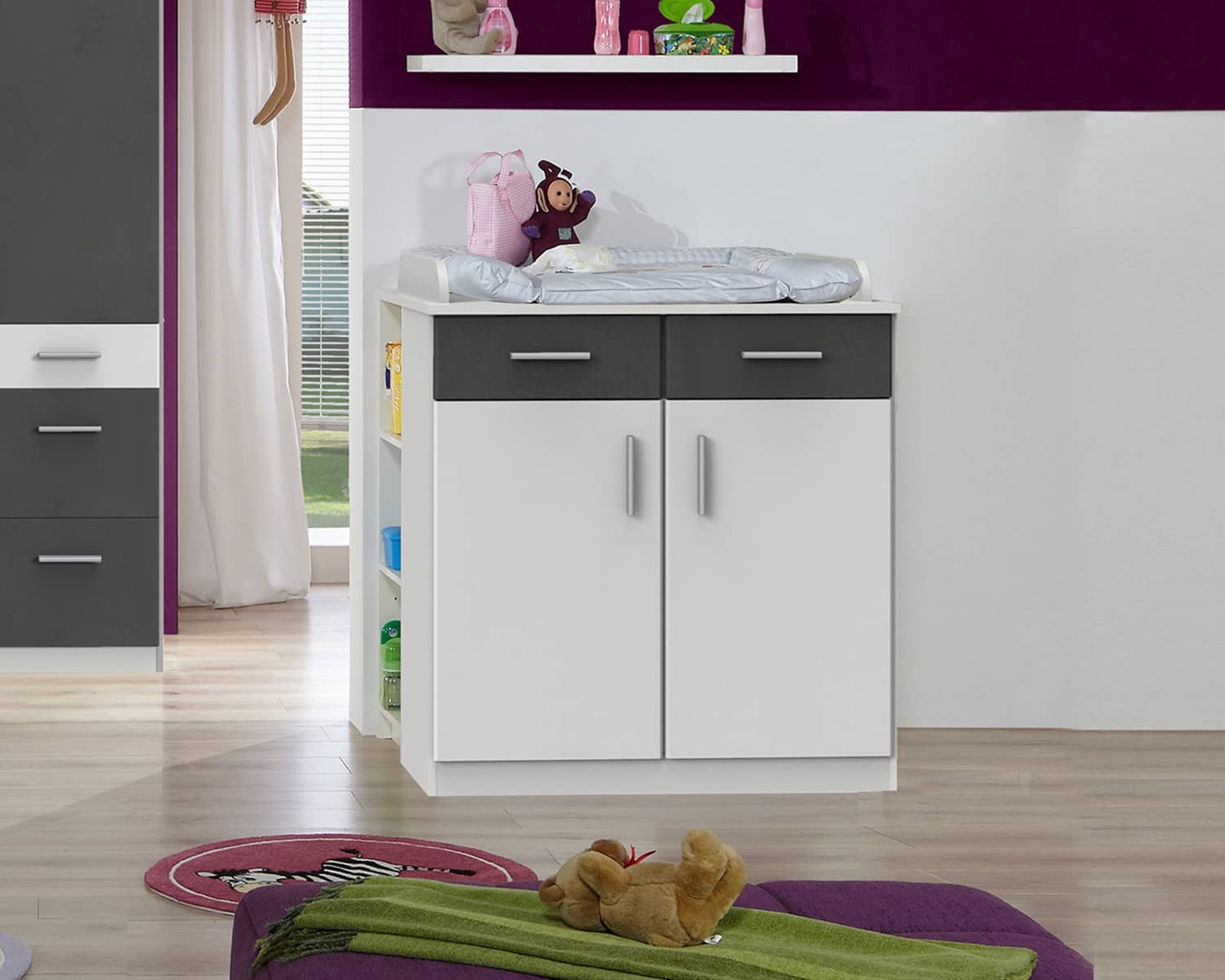 Babycommode jongens grafiet wit Babycommode jongens grafiet wit