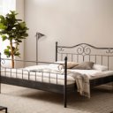 Metalen bed Alessandria in zwart zilver patiné