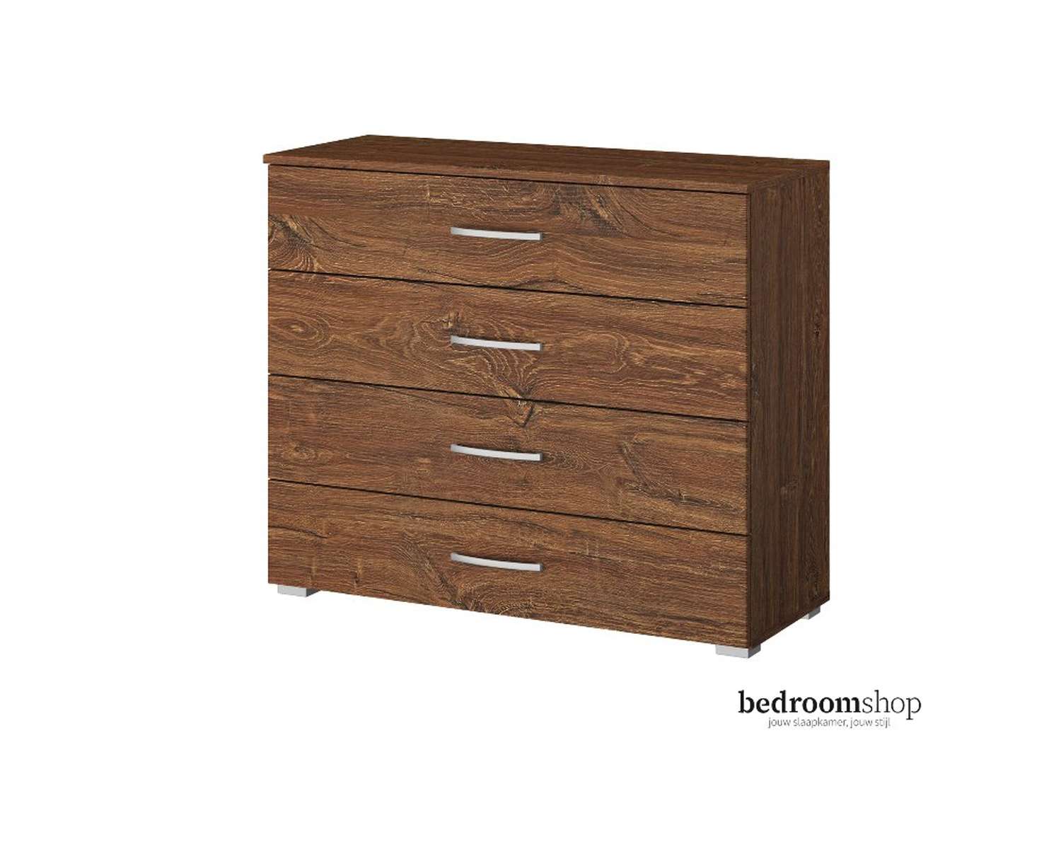 Kern eiken ladencommode met vier lades Kern eiken ladencommode met vier lades