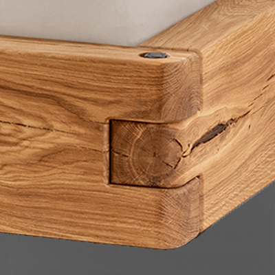 massief houten bed hoekverbinding