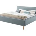 Tweepersoonsbed eiken poten blauw