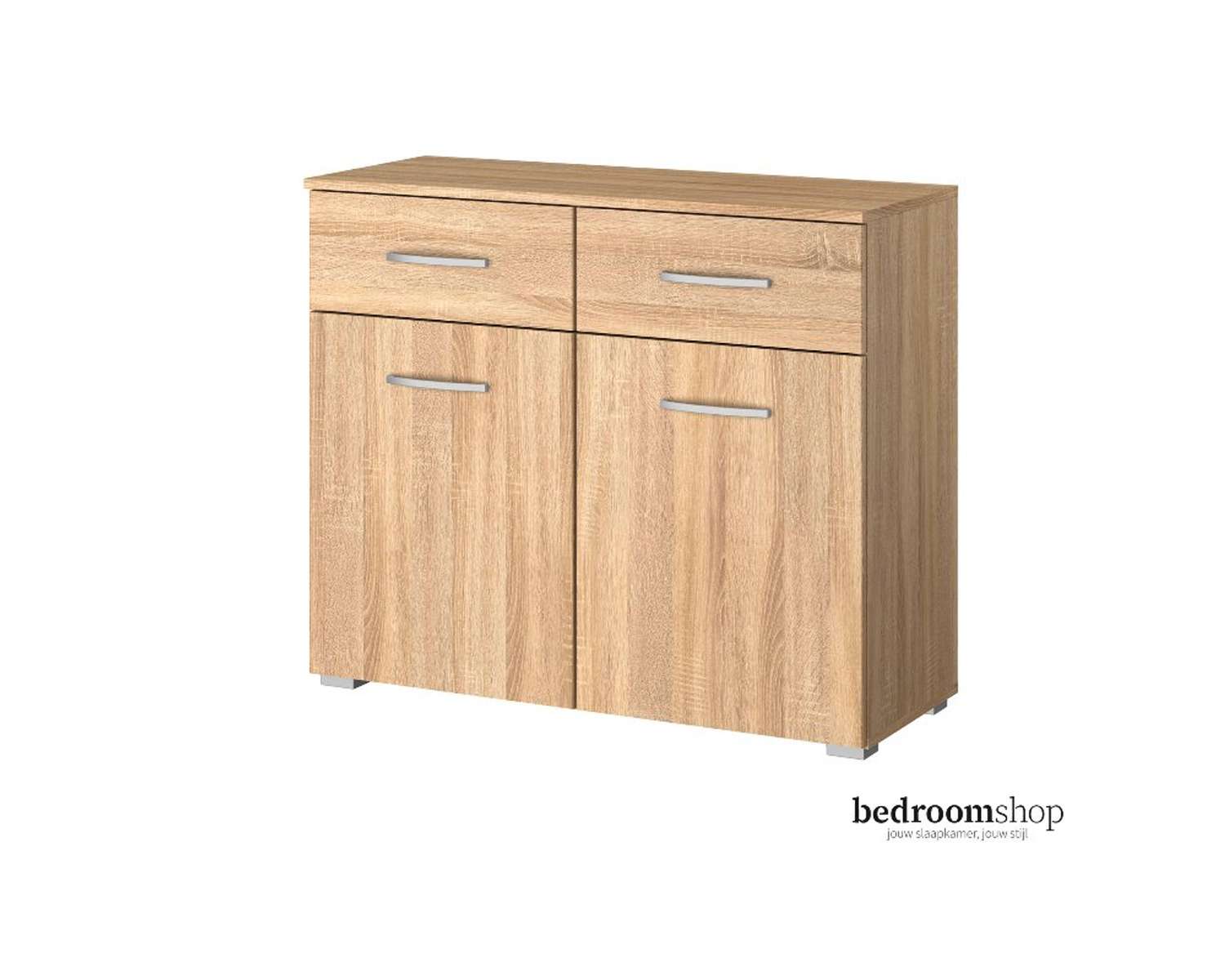 Zand eiken commode met twee deuren en lades Zand eiken commode met twee deuren en lades