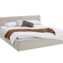 Beige bed stof geribbeld
