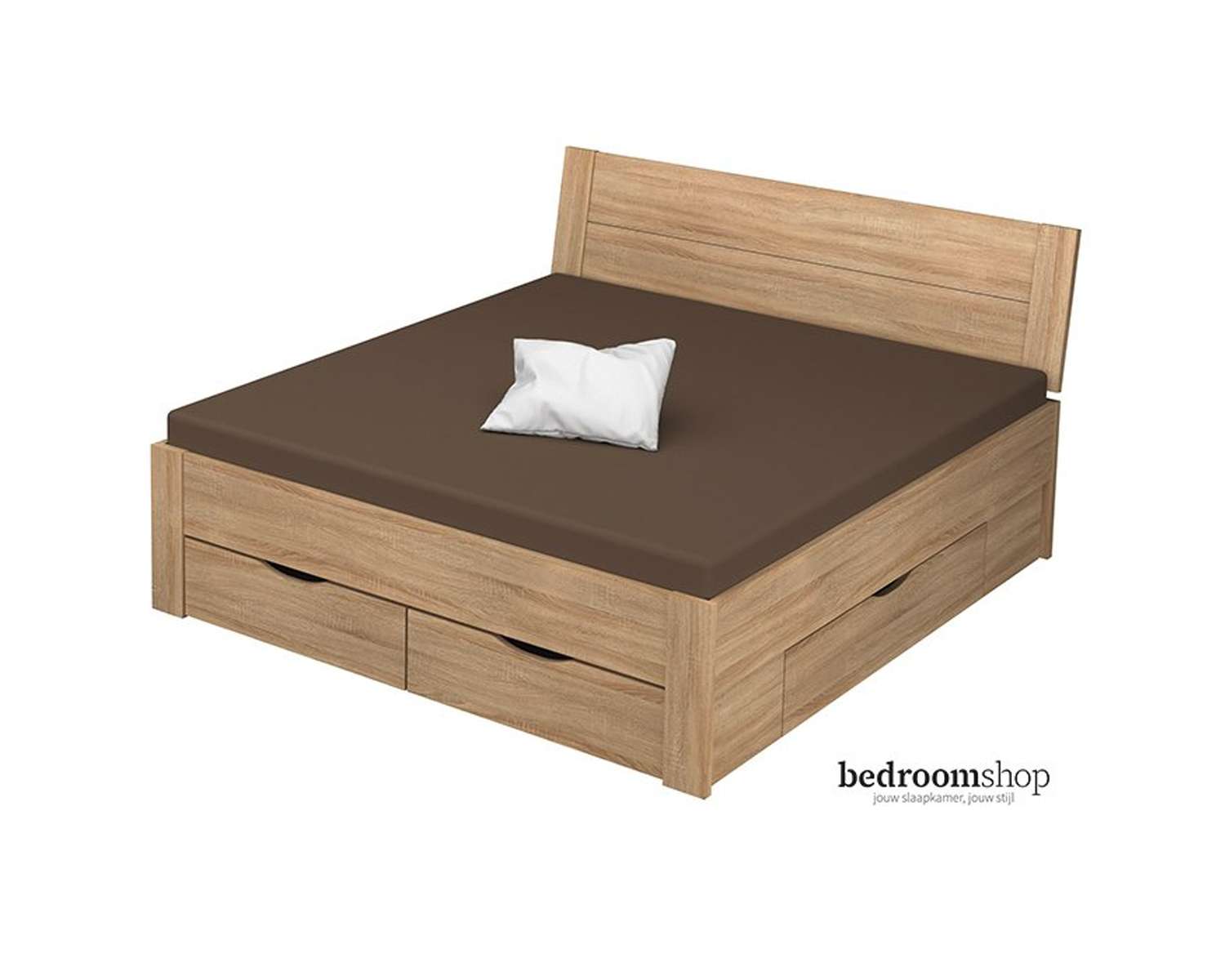 eiken houten bed 180x200 met hoofdbord en lades eiken houten bed 180x200 met hoofdbord en lades