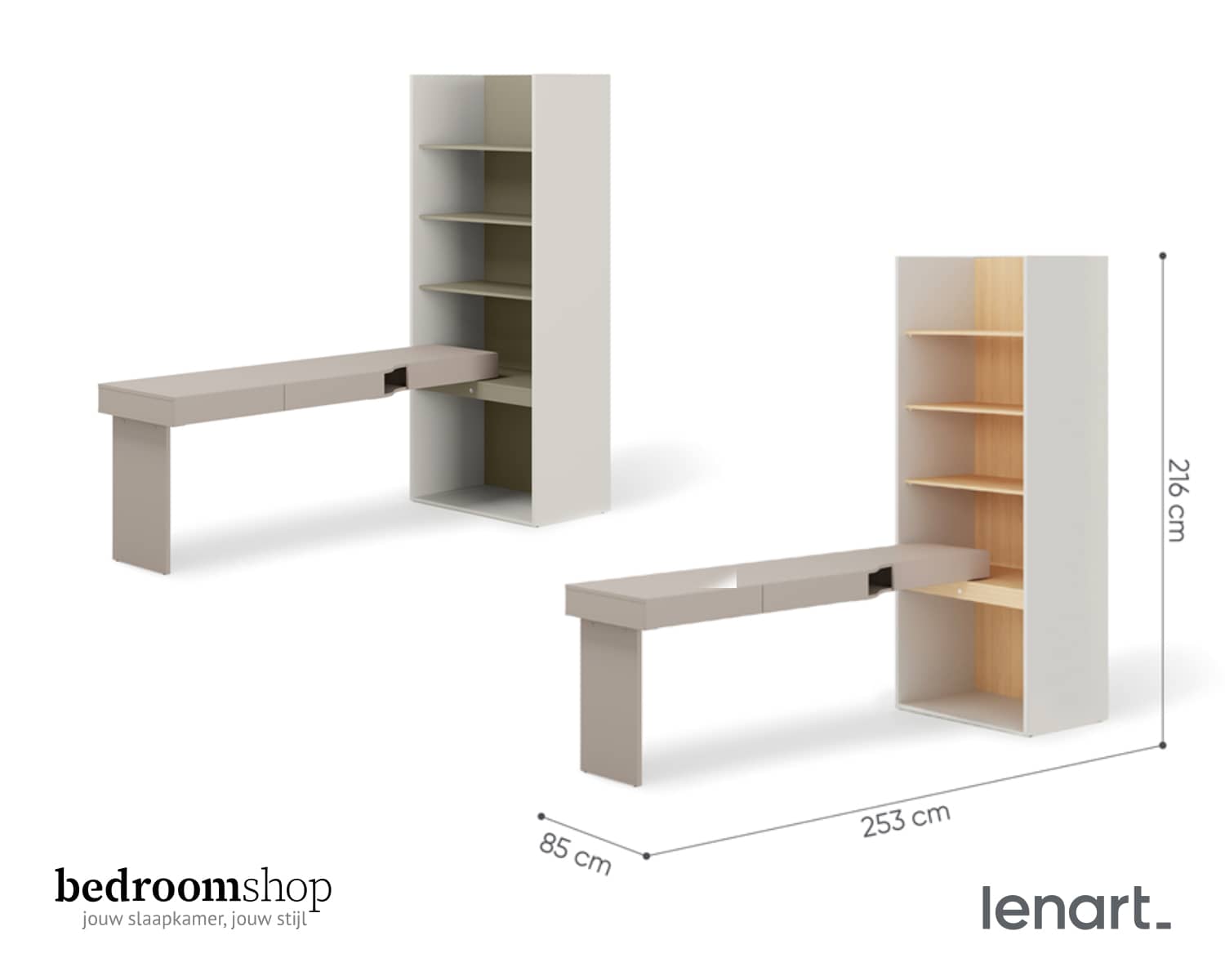 Bureau met boekenkast