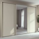 Kledingkast champagne beige met spiegel met sierlijst