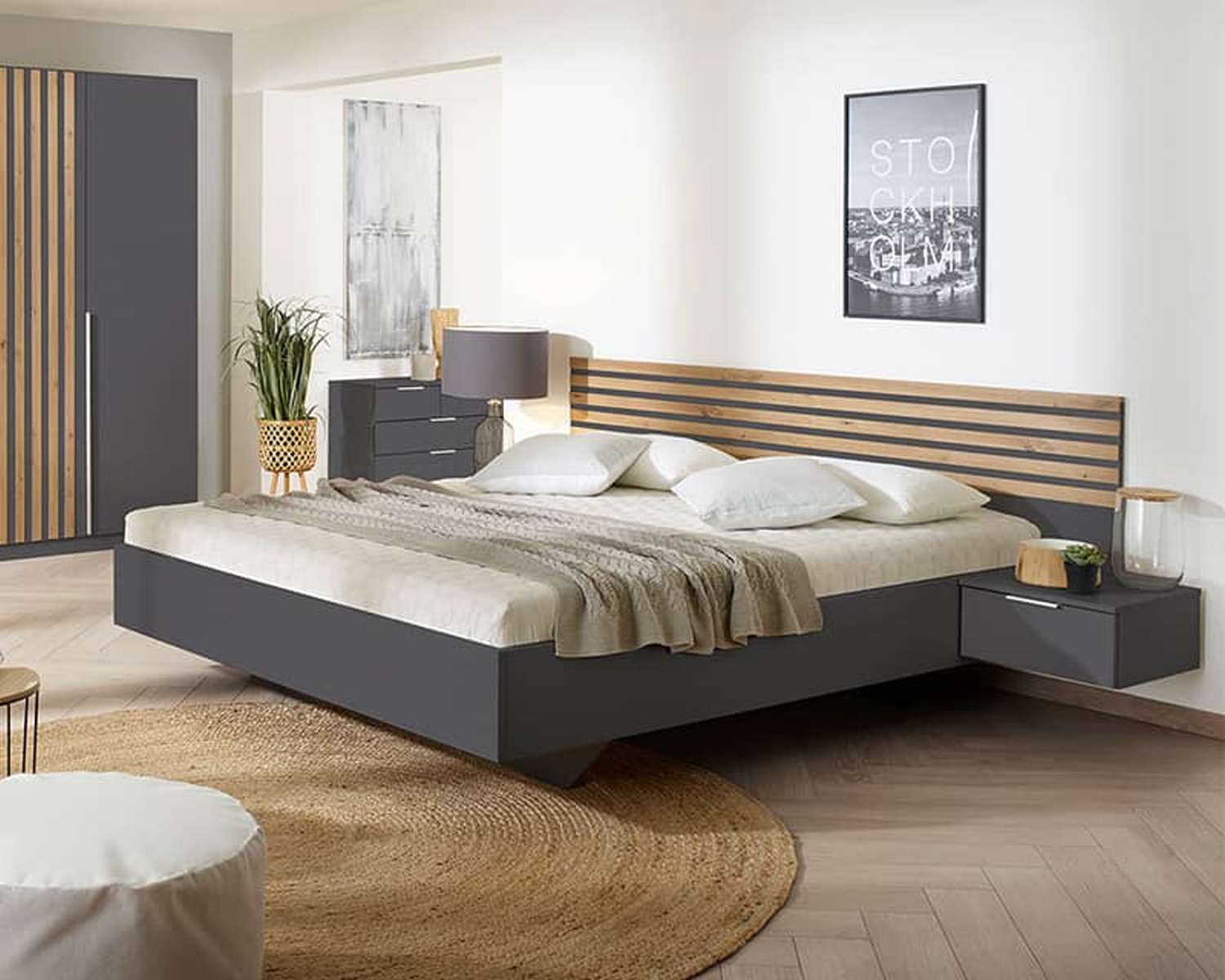 Grafiet tweepersoonsbed