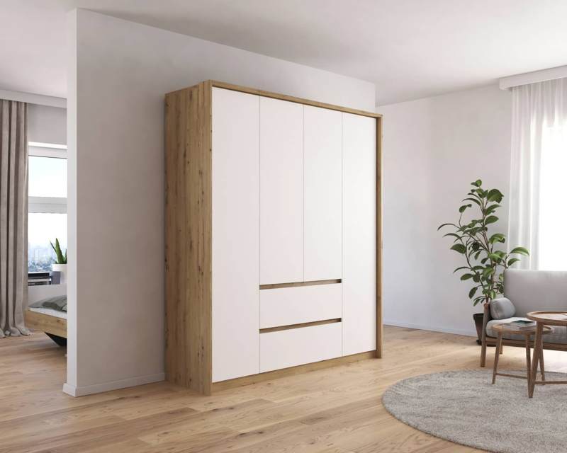 Draaideurkast wit houtlook