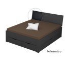 Grijs metallic 160x200 met lades lederlook zwart