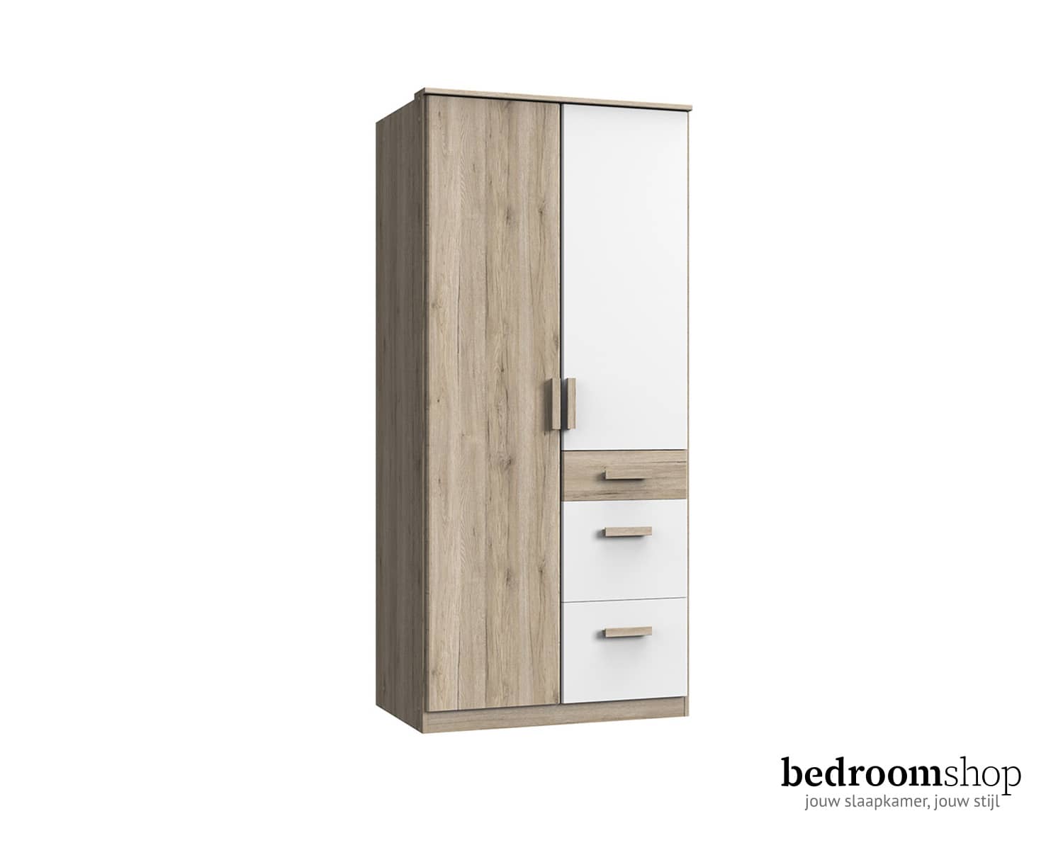 Draaideurkast houtlook 91 cm wit