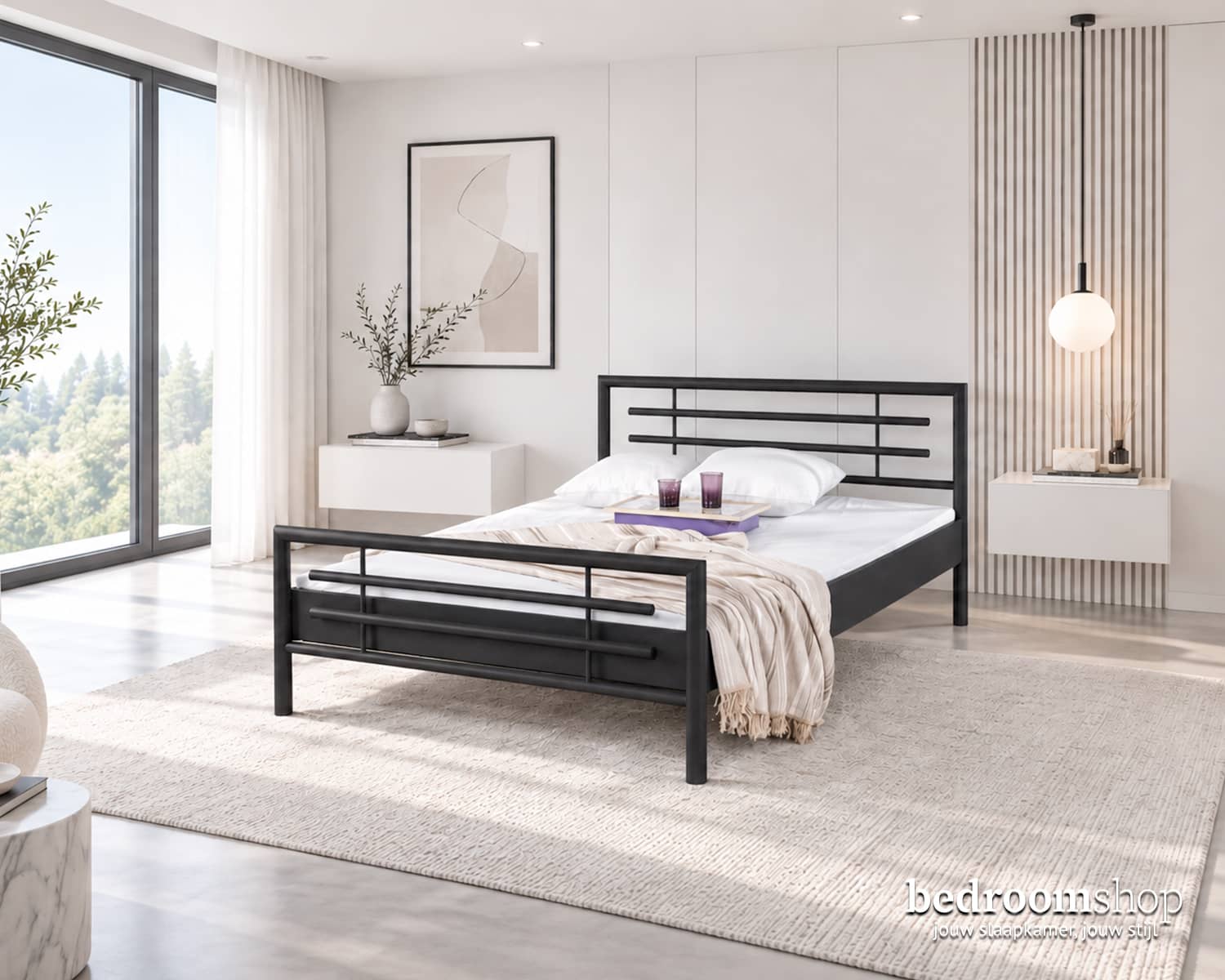 Metalen bed zwart Metalen bed zwart