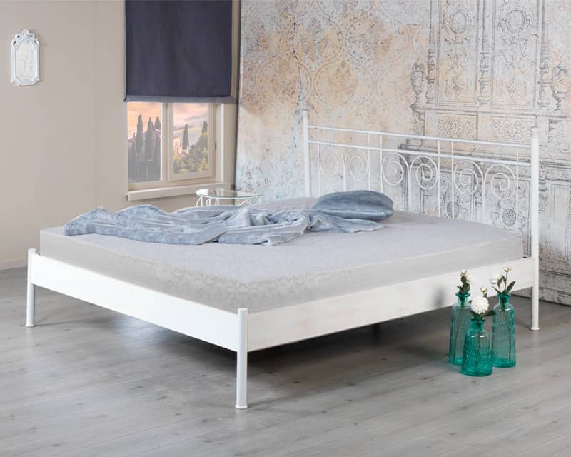 Metalen tweepersoonsbed wit