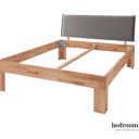Beuken bed met stoffen hoofdbord