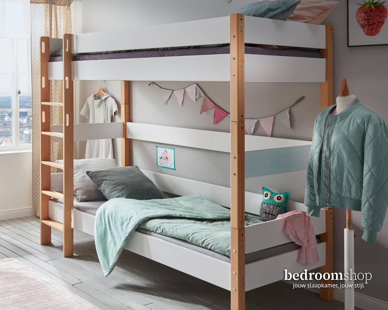 Stapelbed wit massief/mdf