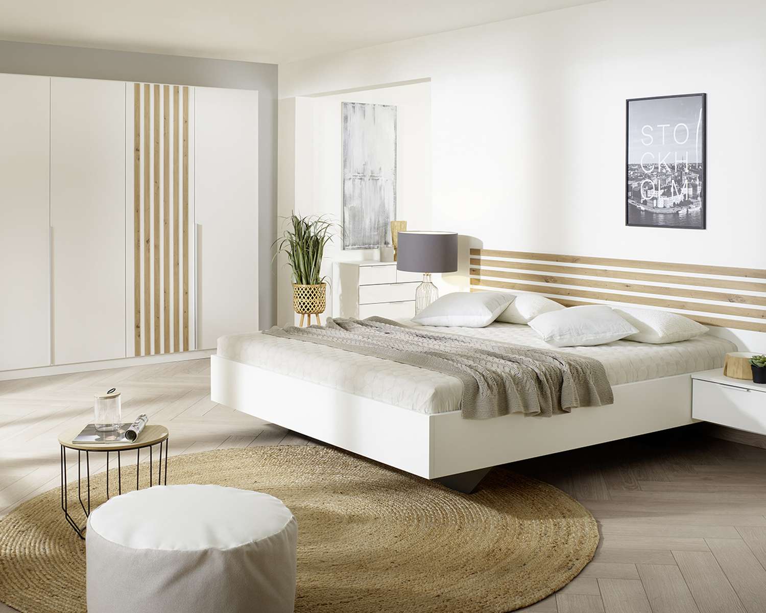 Slaapkamer alpine wit met artisan eiken details