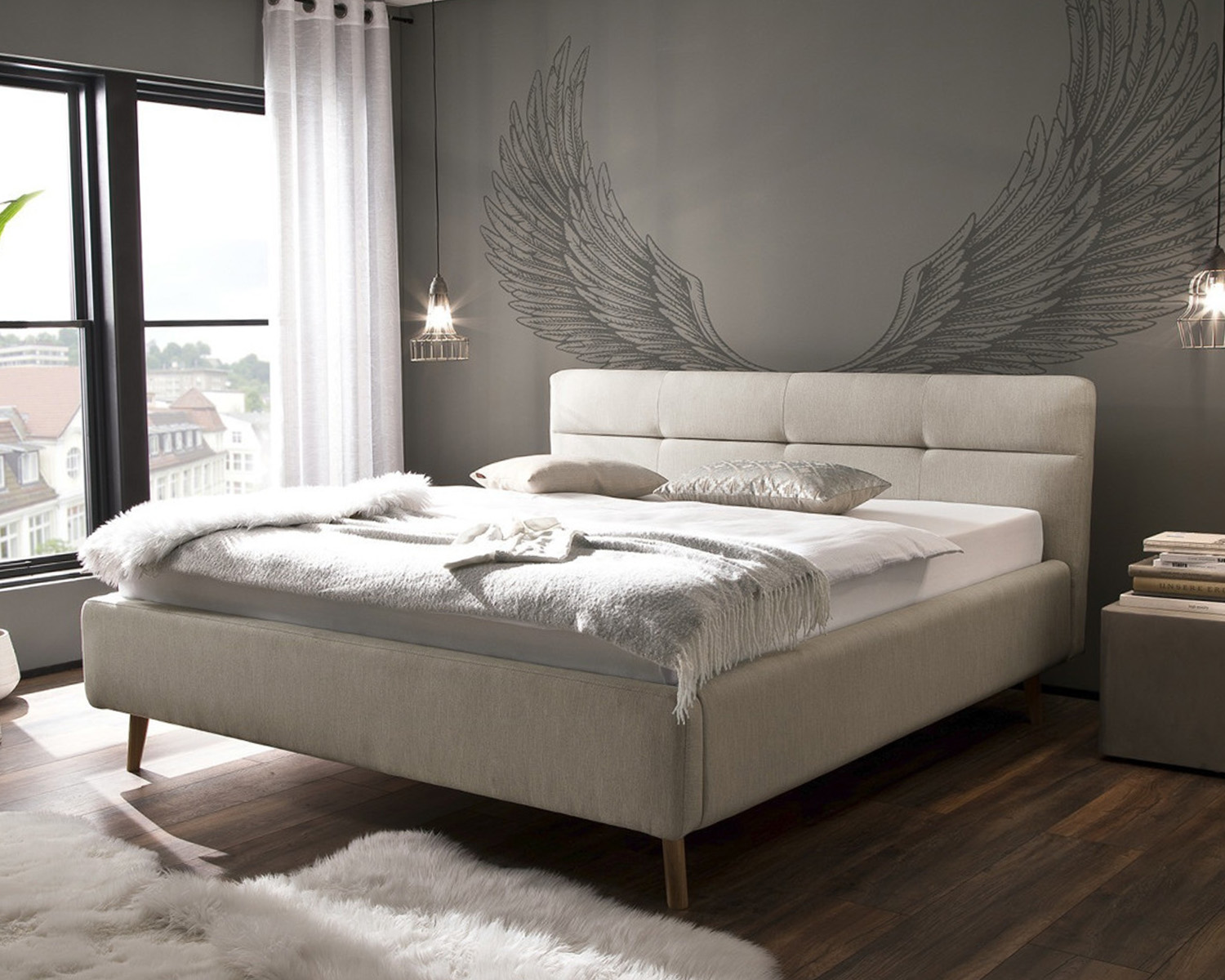 Gestoffeerd bed Sofia (incl. klapbare bedbodems)