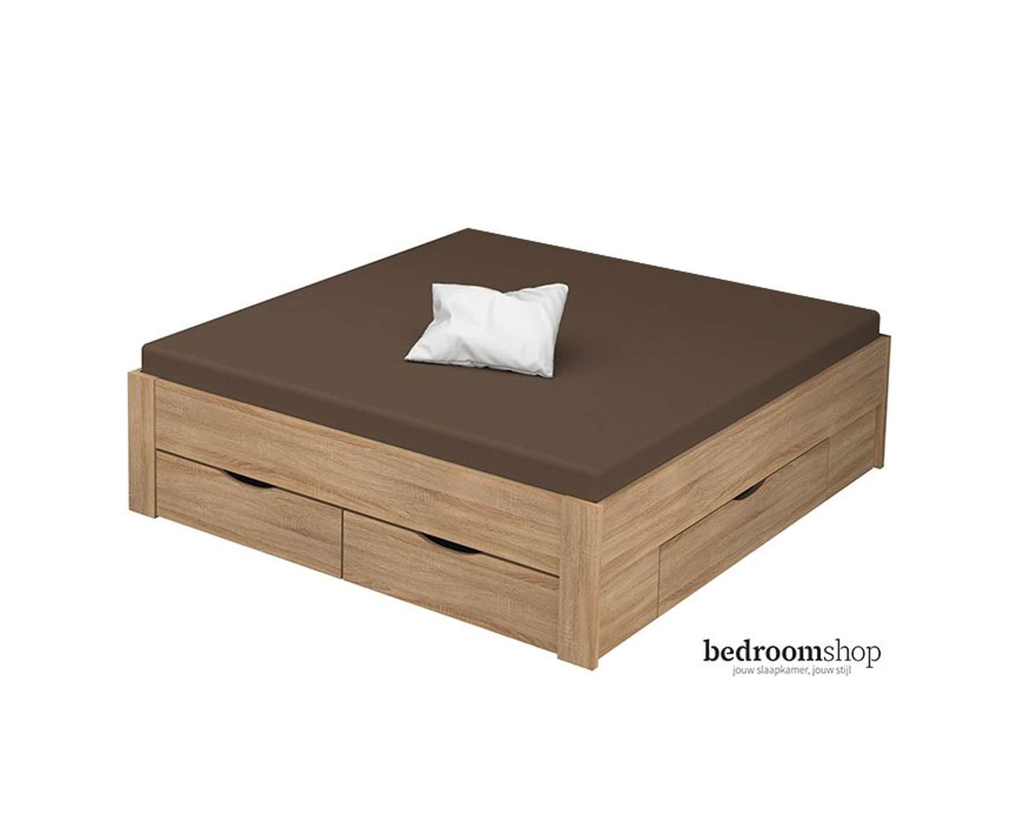 eiken bed 180x200 met lades eiken bed 180x200 met lades
