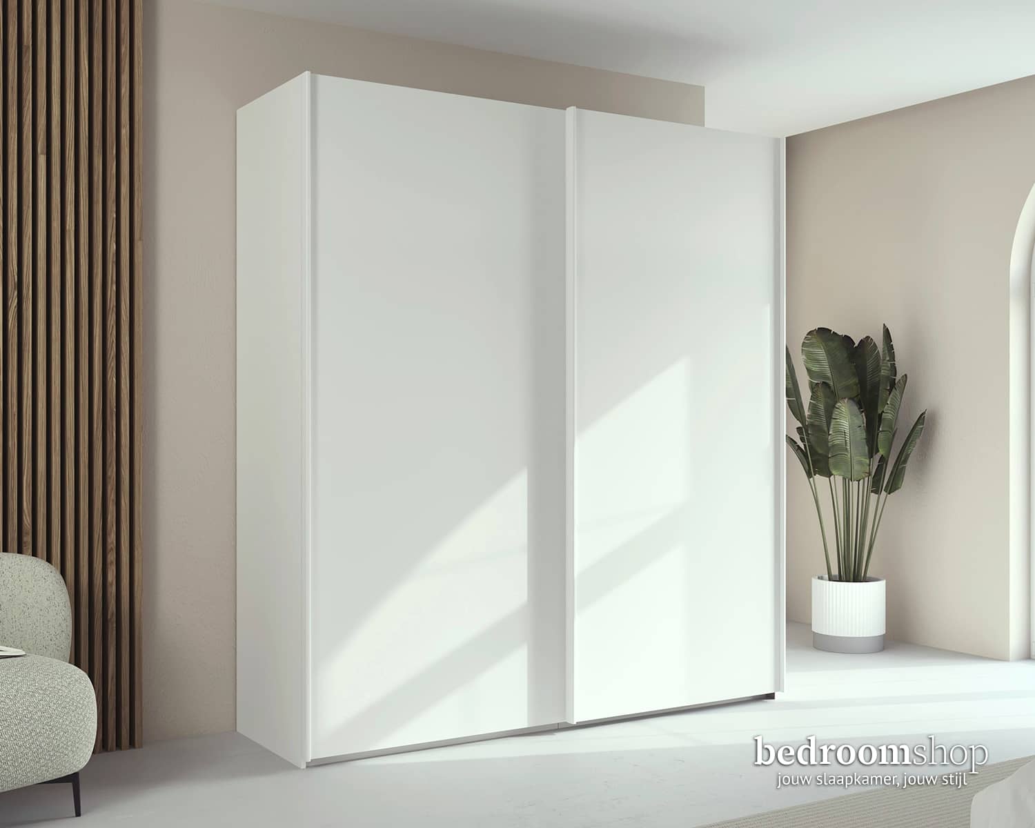 Schuifdeurkast 223cm hoog wit Schuifdeurkast 223cm hoog wit