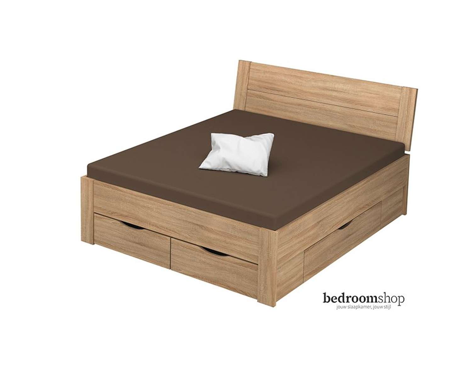 eiken bed 160x200 met lades en hoofdbord eiken bed 160x200 met lades en hoofdbord