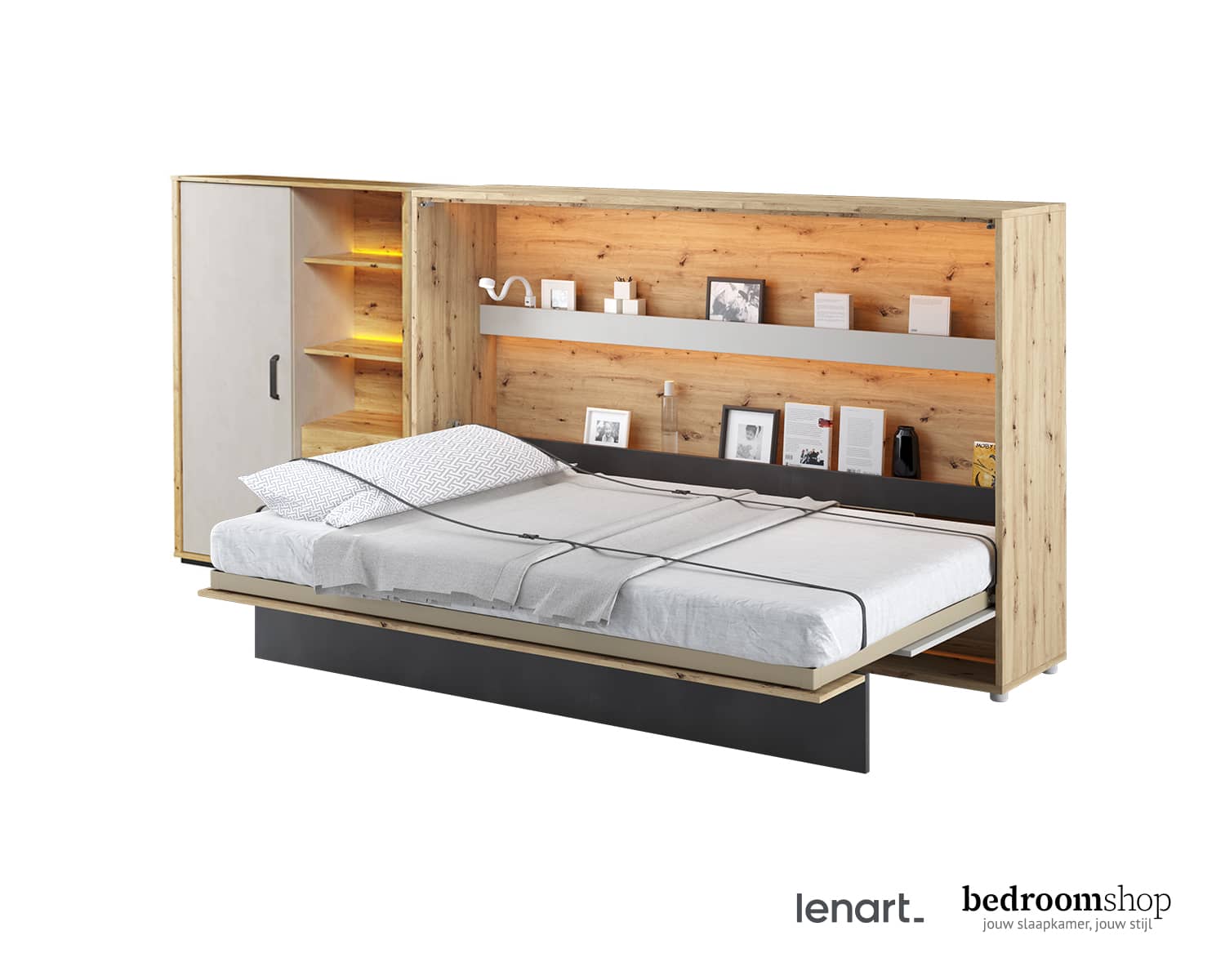 120 opklapbed met kast met deur