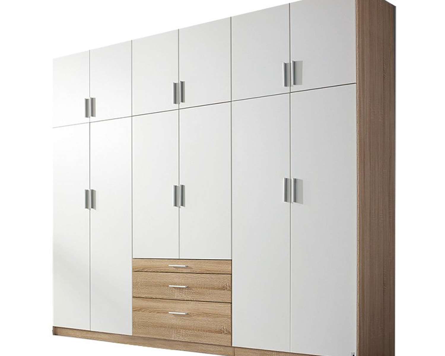 Grote draaideurkast 271cm breed met zand eiken en alpine wit Grote draaideurkast 271cm breed met zand eiken en alpine wit