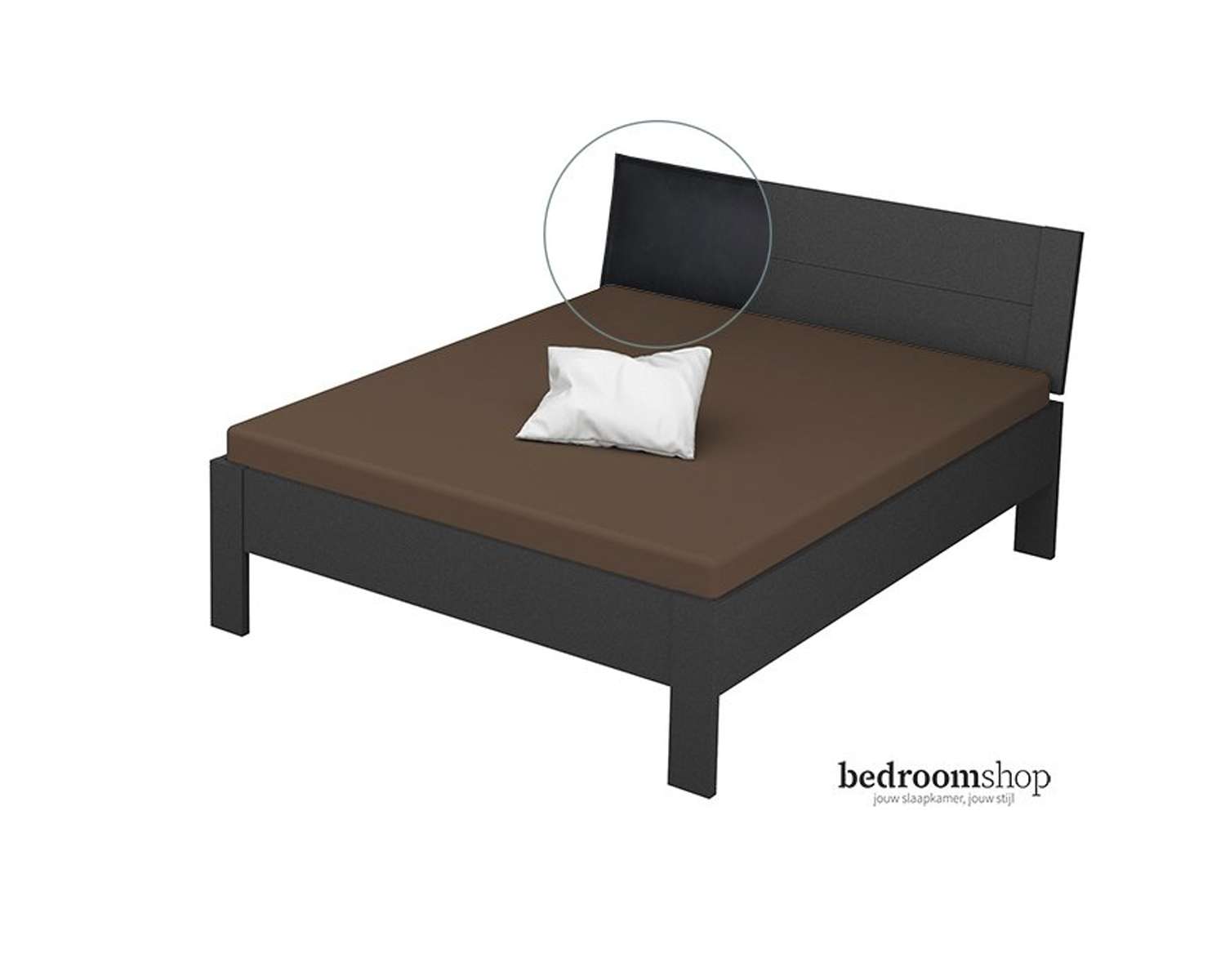 Grijs metallic 160x200 lederlook zwart Grijs metallic 160x200 lederlook zwart