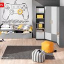 Stoere kinderkamer met hoekkast