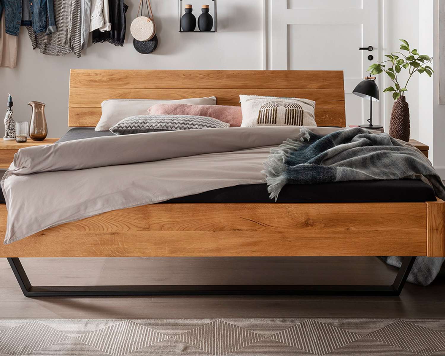 Massief houten bed Tucson voeteneinde