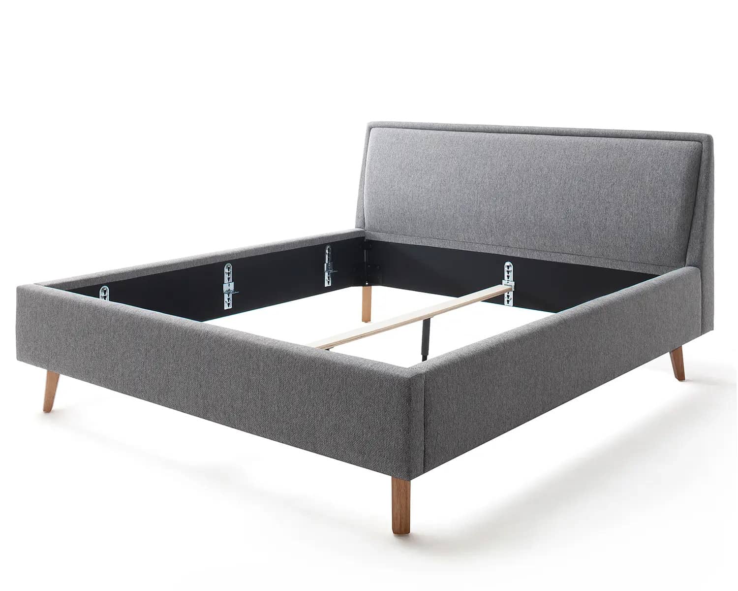 Grijs gestoffeerd bedframe Grijs gestoffeerd bedframe