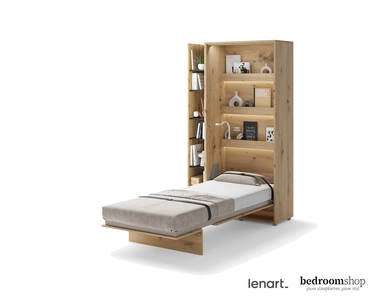 90 imitatie eiken met smalle boekenkast