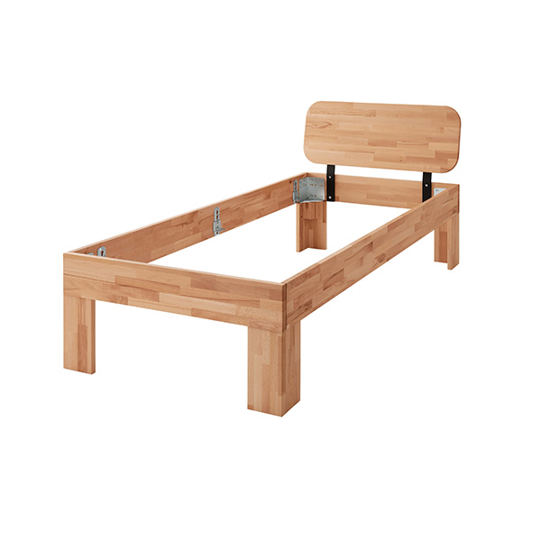 Bedframe 1-persoons met rond hoofdbord massief