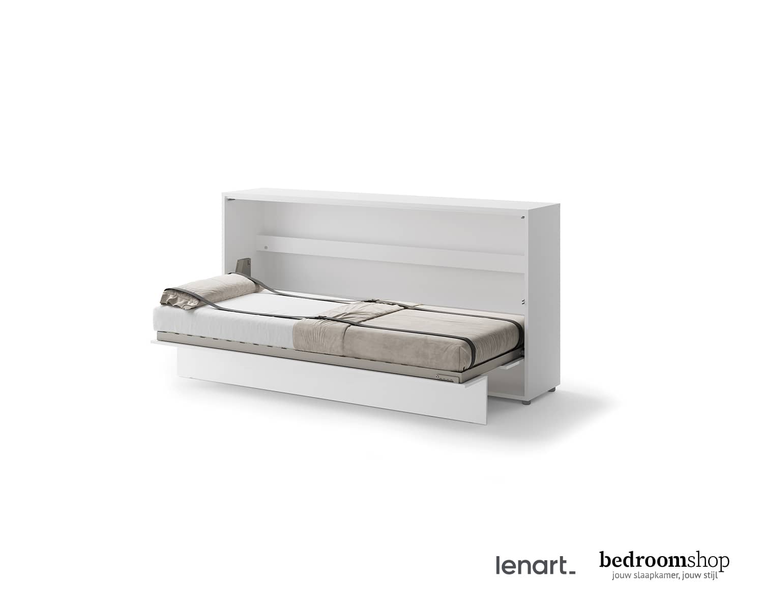 Opklapbed laag horizontaal wit