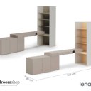 Boekenkast, bureau en lage kasten