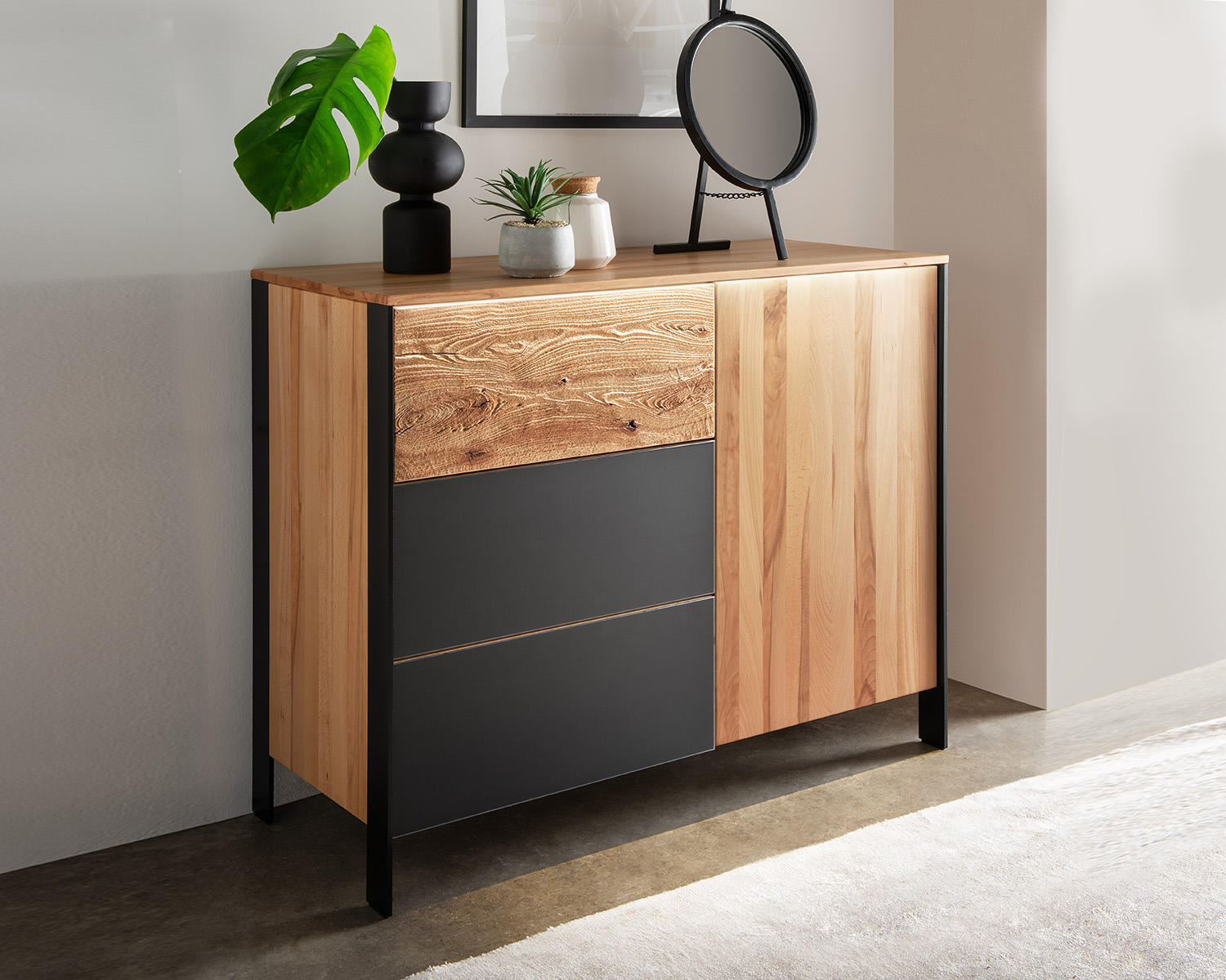 Commode 105 cm ruw en eiken (met verlichting) Commode 105 cm ruw en eiken (met verlichting)