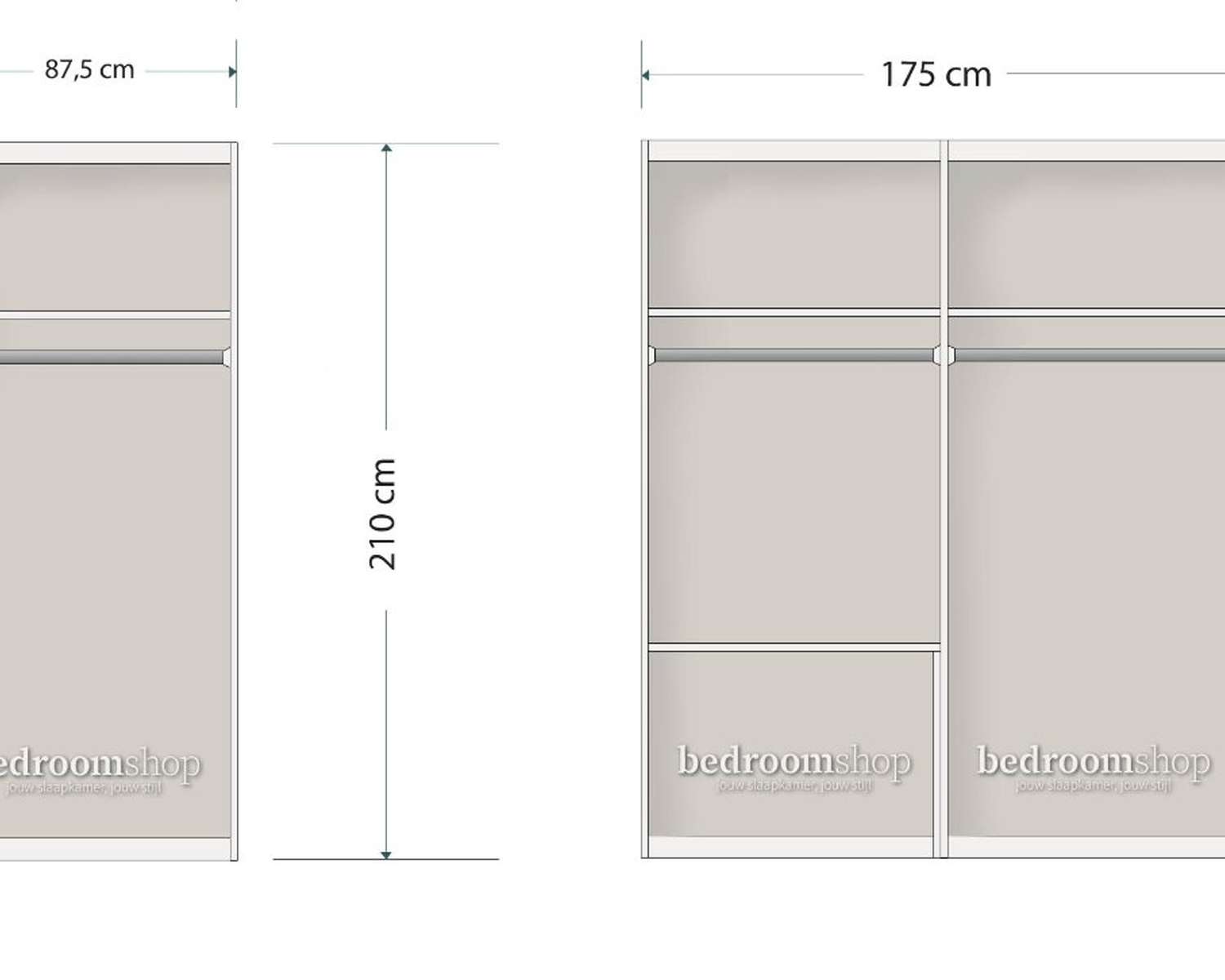 Kastindeling 175cm kledingkast Kastindeling 175cm kledingkast