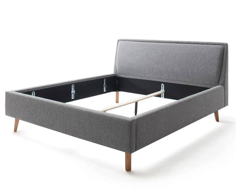 Grijs gestoffeerd bedframe