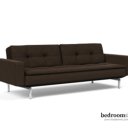 Bedbank bruin met chromen poot - leuningen