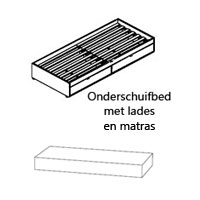 Uitschuifbed op wielen 90 x 190 incl. matras