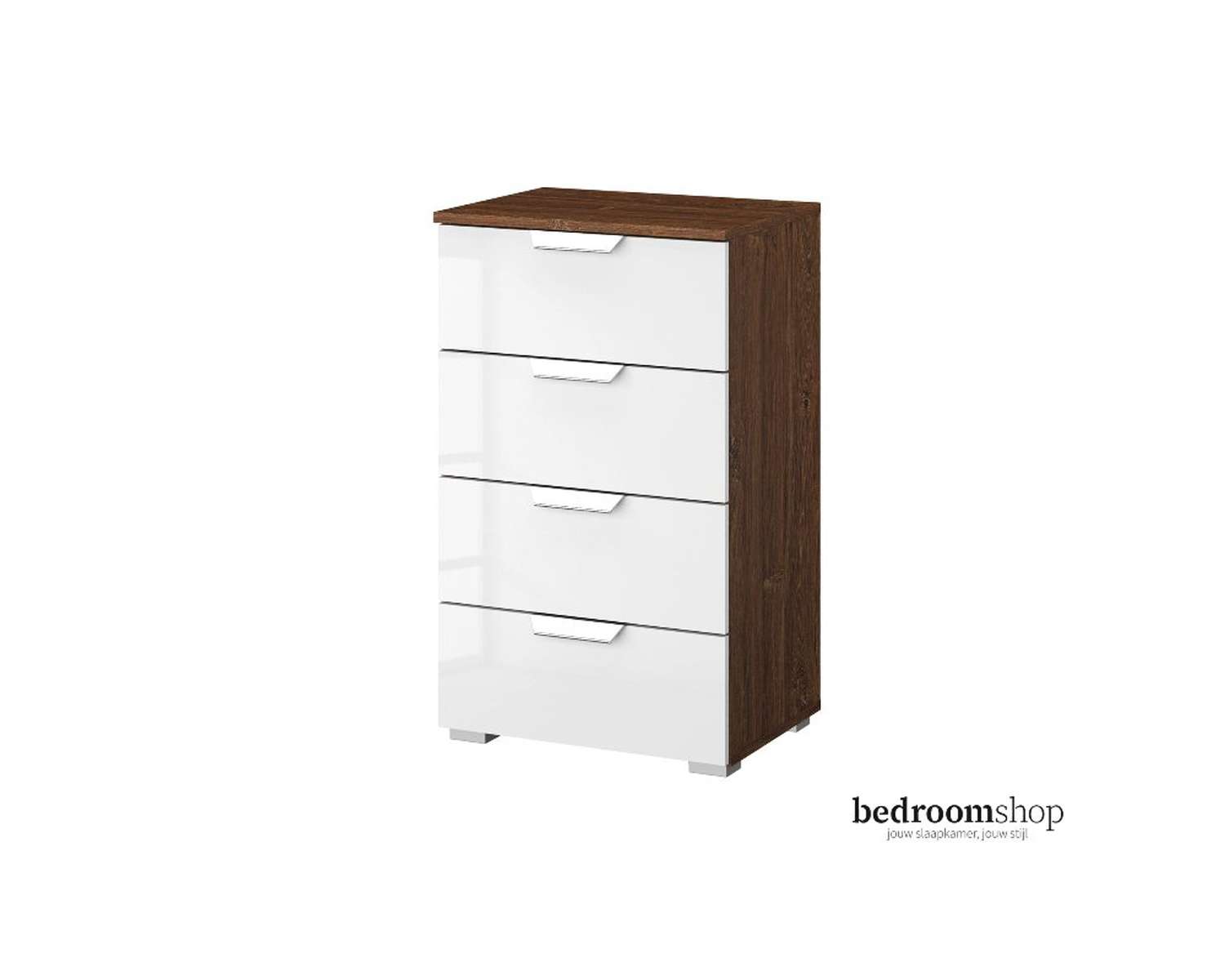 Kern eiken ladekast hoogglans met vier lades Kern eiken ladekast hoogglans met vier lades