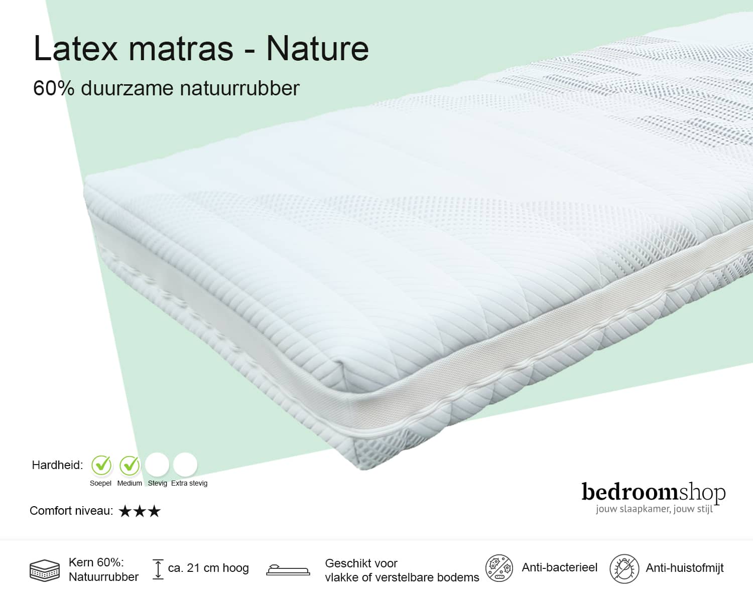 Latex Matras 21 cm dik natuurrubber Latex Matras 21 cm dik natuurrubber