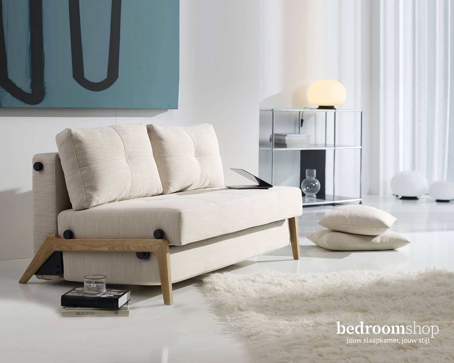 Luxe slaapbank zandkleur beige