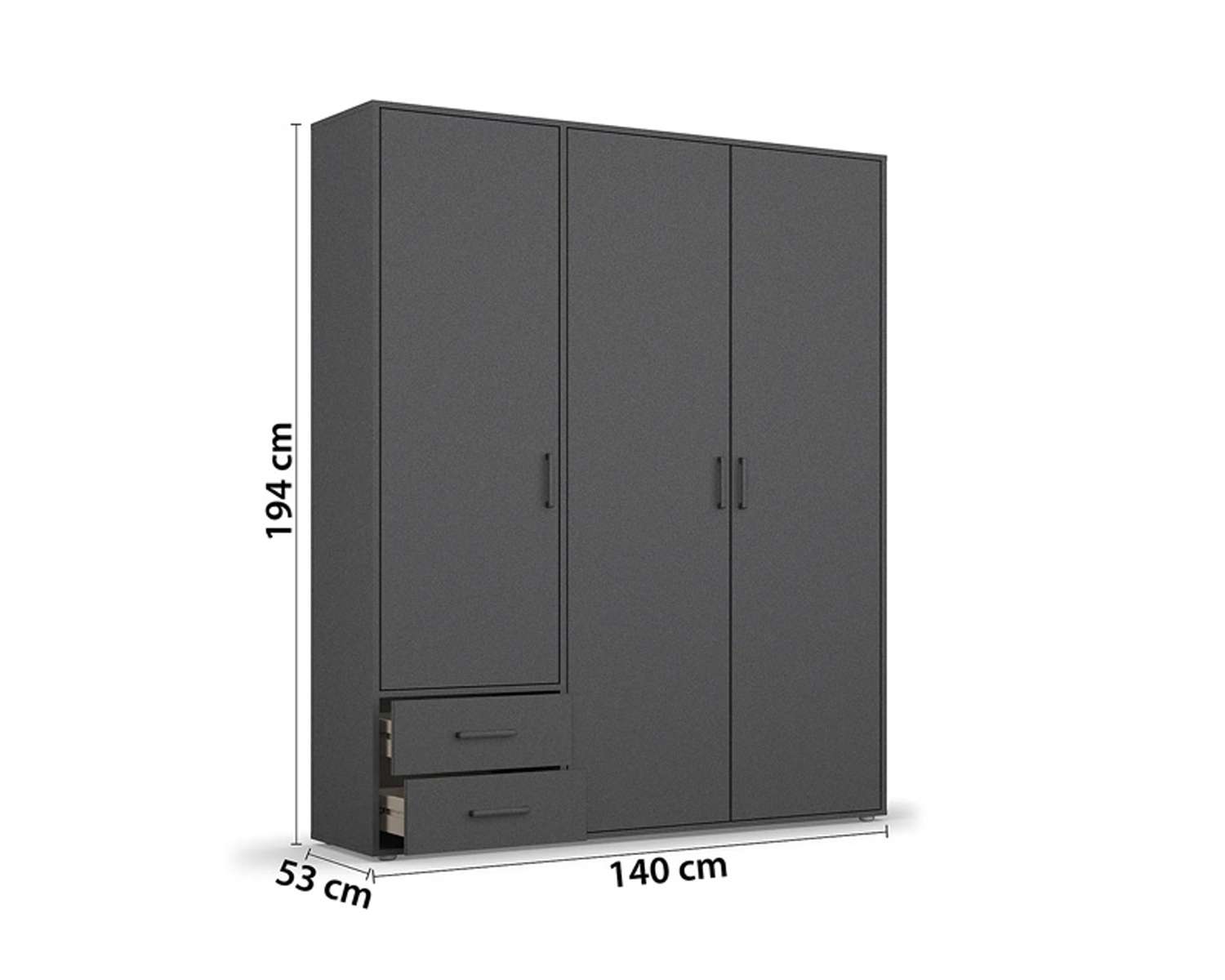 Draaideurkast 140cm breed