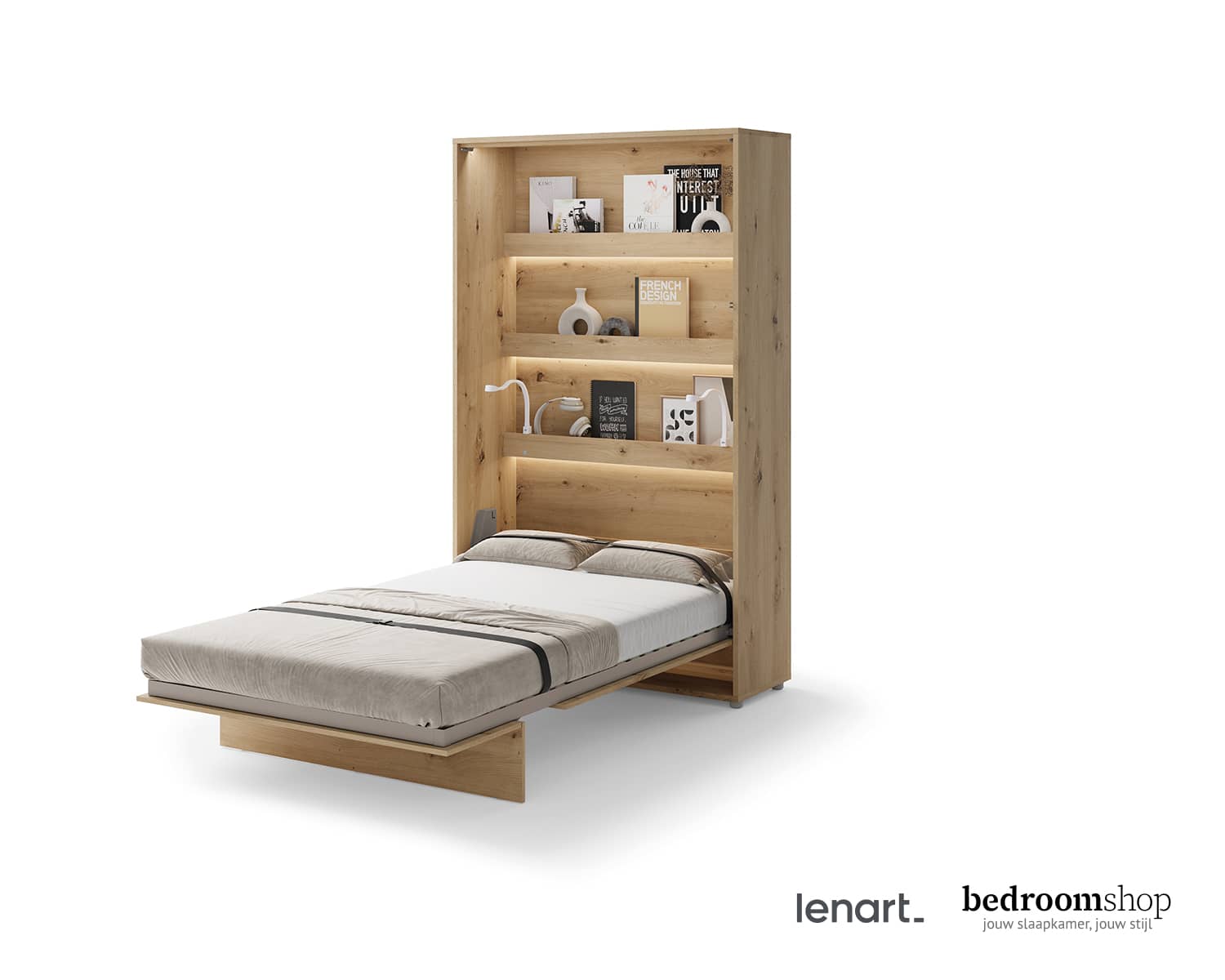 Opklapbed imitatie artisan eiken 120 cm